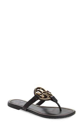 Women's Tory Burch Metal Miller Flip Flop M - Black