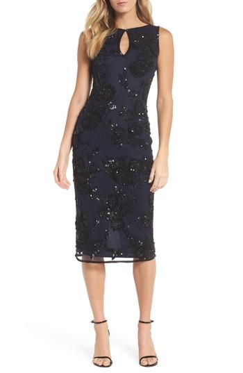 Women's Pisarro Nights Embellished Key Hole Sheath Dress - Blue