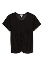 Women's Hinge Twist Hem Tee - Black
