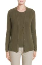 Women's Lafayette 148 New York Chain Detail Cashmere Cardigan - Green
