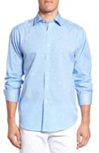 Men's Bugatchi Classic Fit Windowpane Sport Shirt, Size - Blue