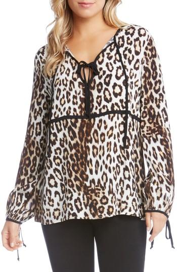 Women's Karen Kane Blouson Sleeve Contrast Tie Top - Black