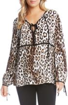 Women's Karen Kane Blouson Sleeve Contrast Tie Top - Black