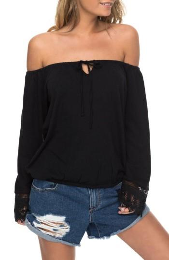 Women's Roxy Retro Revival Off The Shoulder Top - Black