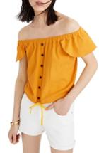 Women's Madewell Texture & Thread Off The Shoulder Top, Size - Yellow