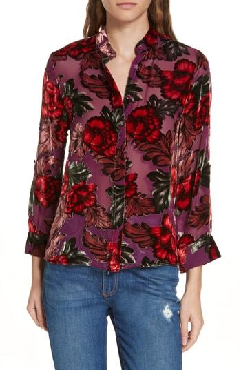 Women's Alice + Olivia Eloise Mandarin Collar Blouse - Purple