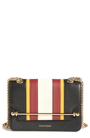 Strathberry Mini East/west Stripe Leather Crossbody Bag - Black