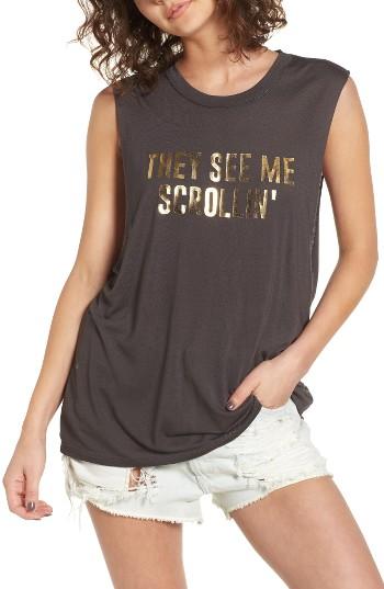 Women's Pst By Project Social T Scrollin Muscle Tee - Black