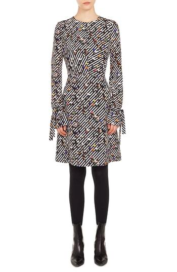 Women's Akris Punto Crossroad Print Silk Dress - Black