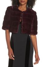 Women's Eliza J Faux Fur Crop Jacket - Burgundy
