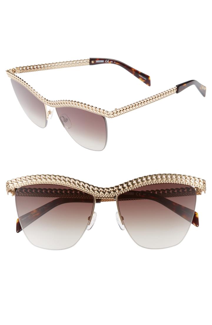 Women's Moschino 57mm Rimless Metal Bar Polarized Sunglasses -