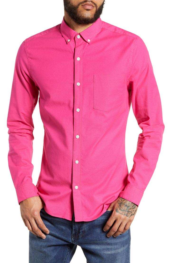 Men's Topman Classic Fit Oxford Shirt - Pink