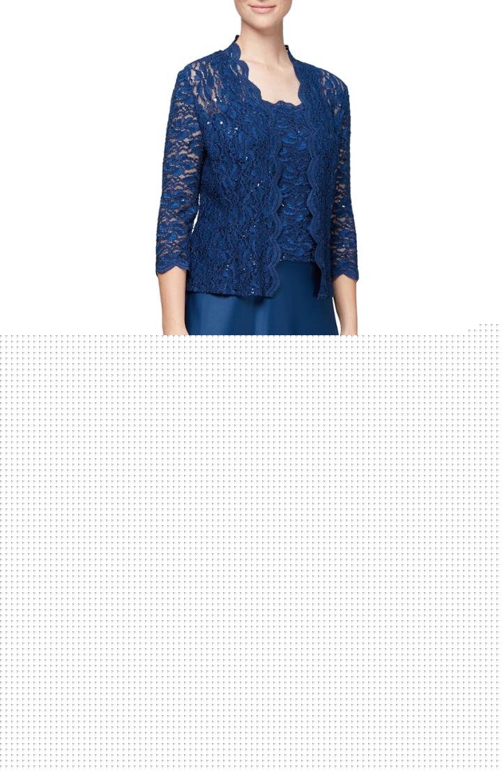 Women's Alex Evenings Embroidered V-neck Gown