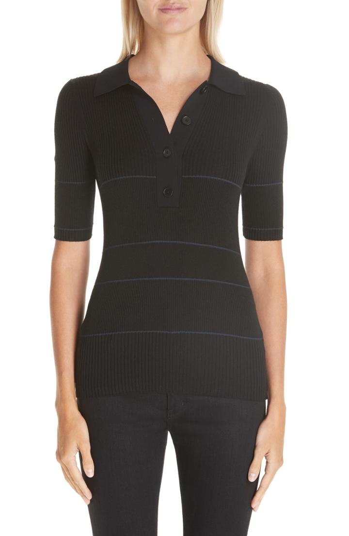 Women's Proenza Schouler Mixed Rib Silk & Cashmere Blend Sweater - Black
