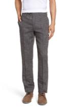Men's Ted Baker London Gridtro Slim Fit Crosshatch Linen Blend Trousers - Grey