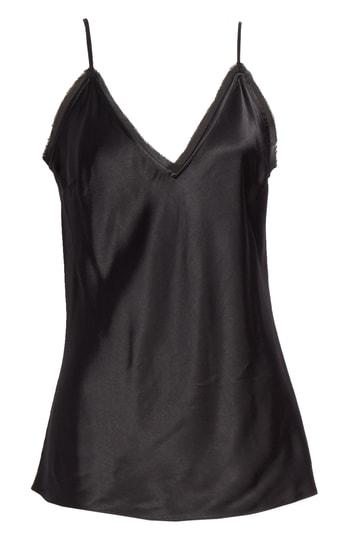 Women's Frame Fray Edge Satin Camisole - Black