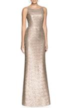 Women's Dessy Collection Bateau Neck Sequin Gown - Metallic