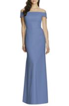 Women's Dessy Collection Off The Shoulder Crepe Gown (similar To 14w) - Blue