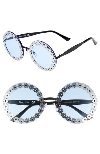 Women's Circus By Sam Edelman 60mm Round Sunglasses - Blue/ Black