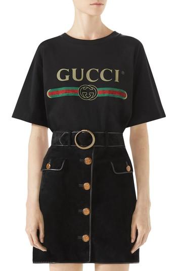Women's Gucci Suede Button Front Skirt Us / 38 It - Black