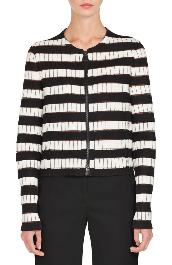 Women's Akris Stripe Wool Blend Jacket