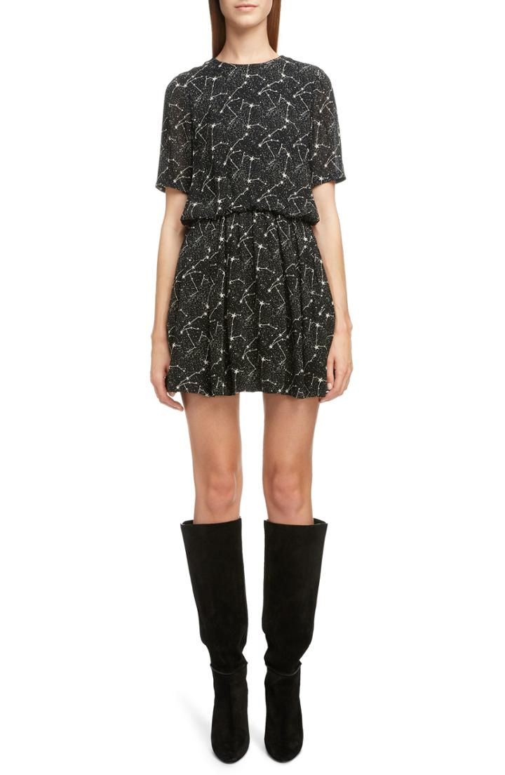 Women's Saint Laurent Drape Sleeve Body-con Minidress Us / 36 Fr - Black