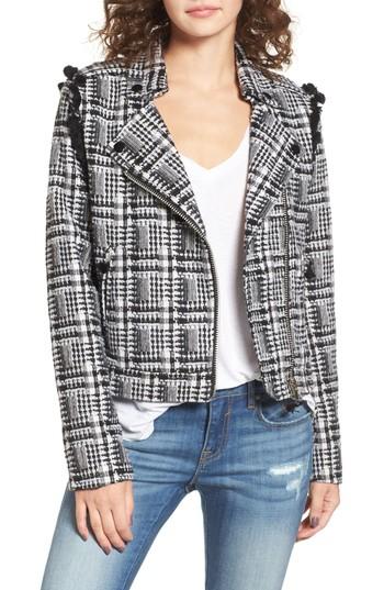 Women's Moon River Tweed Moto Jacket - Black
