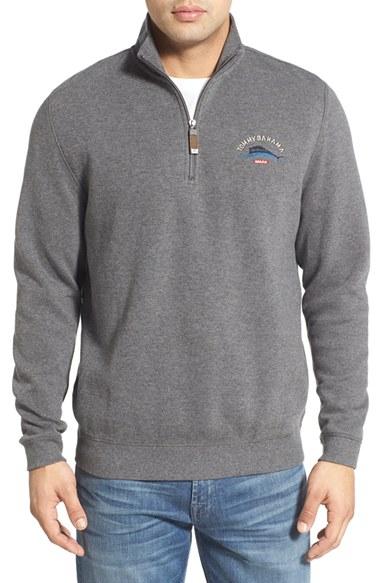 Men's Tommy Bahama 'classic Aruba' Original Fit Half Zip Sweater - Black
