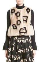 Women's Co Beaded Genuine Mink Fur Peplum Vest - Beige