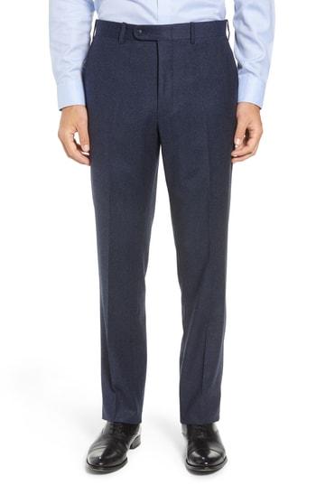 Men's John W. Nordstrom Torino Traditional Fit Flat Front Solid Wool & Cashmere Trousers - Blue