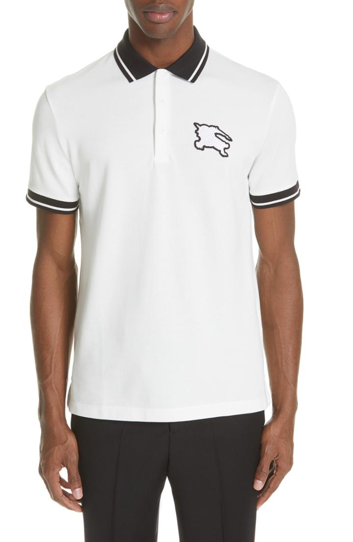 Men's Burberry Boedon Applique Polo - White