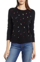 Women's Halogen Embellished Sweater - Black