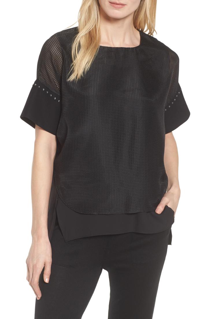Women's Ming Wang Mesh Layered Top