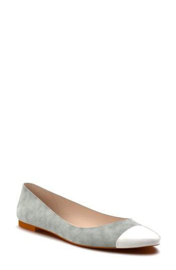 Women's Shoes Of Prey Cap Toe Ballet Flat .5 B - Grey