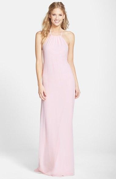 Women's Nouvelle Amsale 'jordan' Open Back Chiffon Halter Gown