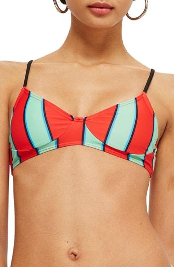 Women's Topshop Classic Stripe Bikini Top Us (fits Like 0-2) - Red