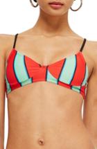Women's Topshop Classic Stripe Bikini Top Us (fits Like 0-2) - Red