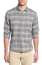 Men's Billy Reid John Standard Fit Plaid Linen Sport Shirt - Grey