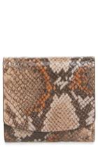 Women's Nordstrom Olivia Python Print Leather Trifold Wallet - Beige