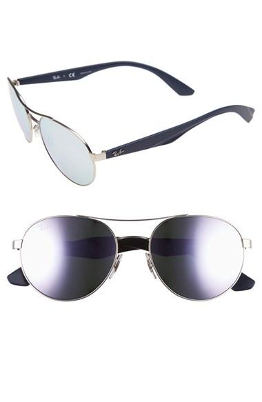 Women's Ray-ban 55mm Aviator Sunglasses - Silver/ Purple