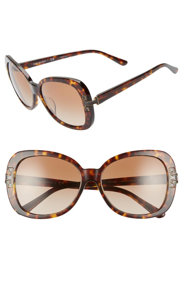Women's Tory Burch 57mm Logo T Square Sunglasses - Black Gradient