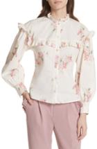 Women's Rebecca Taylor Maia Ruffled Floral Top - Ivory