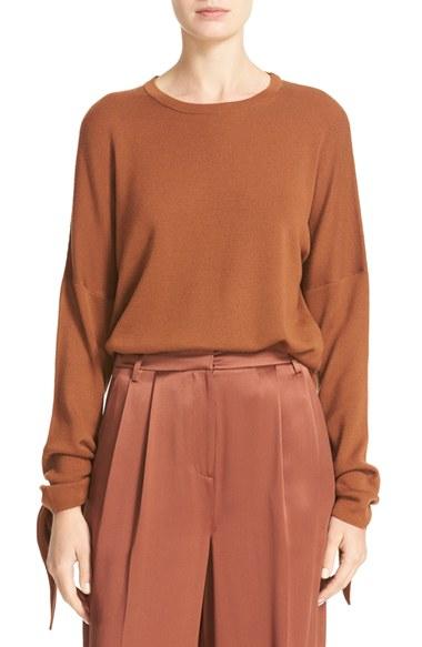 Women's Tibi Tie Sleeve Merino Wool Pullover