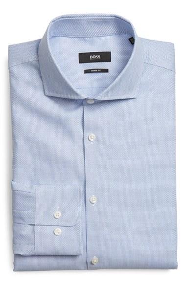 Men's Boss Sharp Fit Check Dress Shirt R - Blue