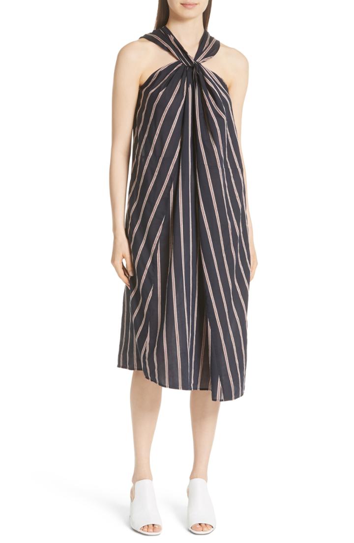 Women's Vince Stripe Twist Front Halter Dress