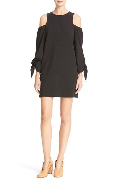 Women's Tibi Cold Shoulder Tie Sleeve Dress