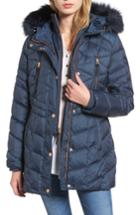 Women's Andrew Marc Marley 30 Coat With Detachable Faux Fur - Blue