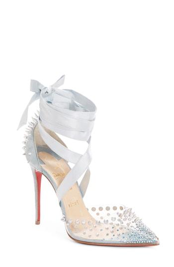 Women's Christian Louboutin Mechante Reine Ankle Wrap Pump Us / 36eu - Metallic