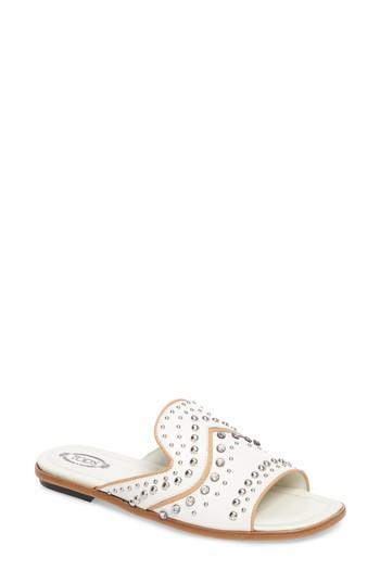 Women's Tod's Crystal Embellished Loafer Mule Us / 35eu - White