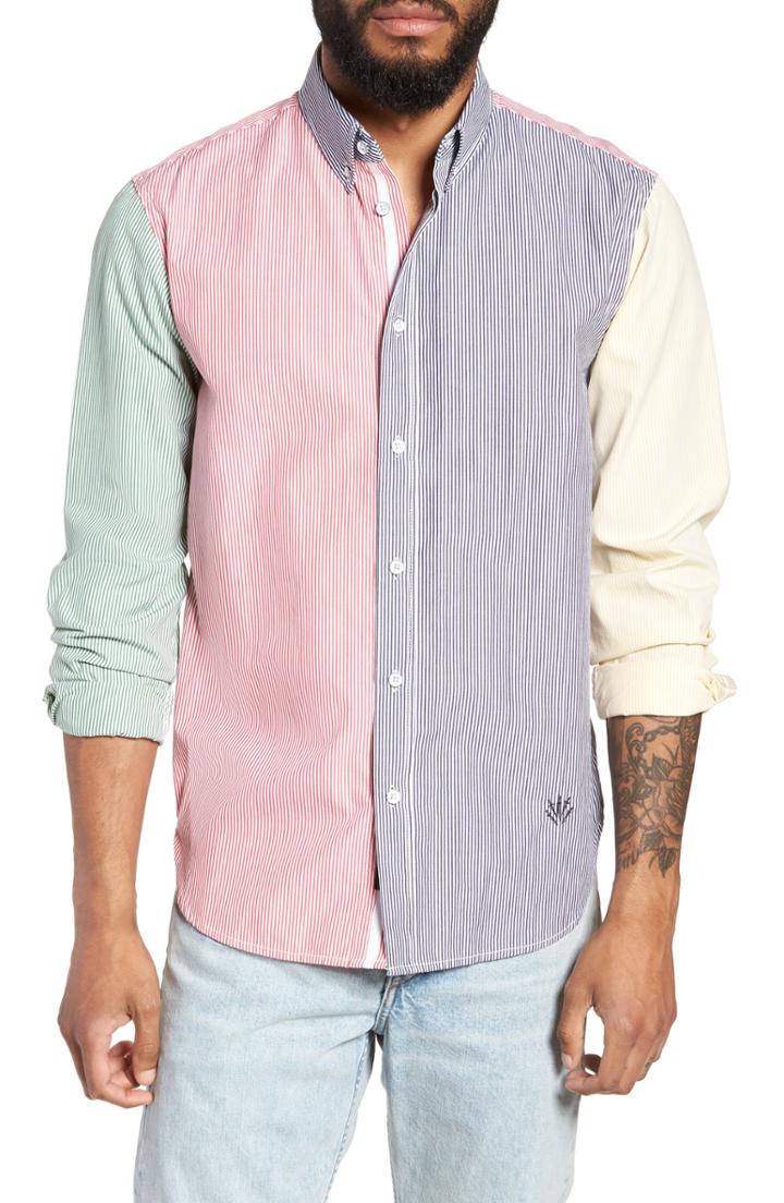 Men's Rag & Bone Tomlin Fit 2 Slim Fit Stripe Sport Shirt, Size - White